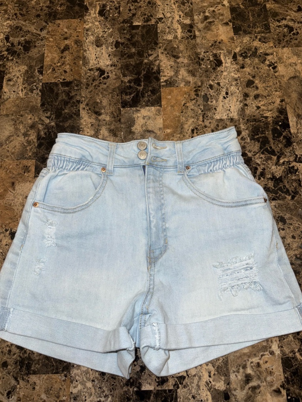 Vanilla Star Light Blue High Waist Denim Shorts
